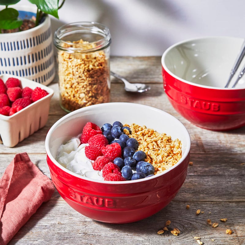 STAUB Ceramic 2-pc Large Universal Bowl Set, 6.5-inch/1.25-qt, Cherry - Image 4